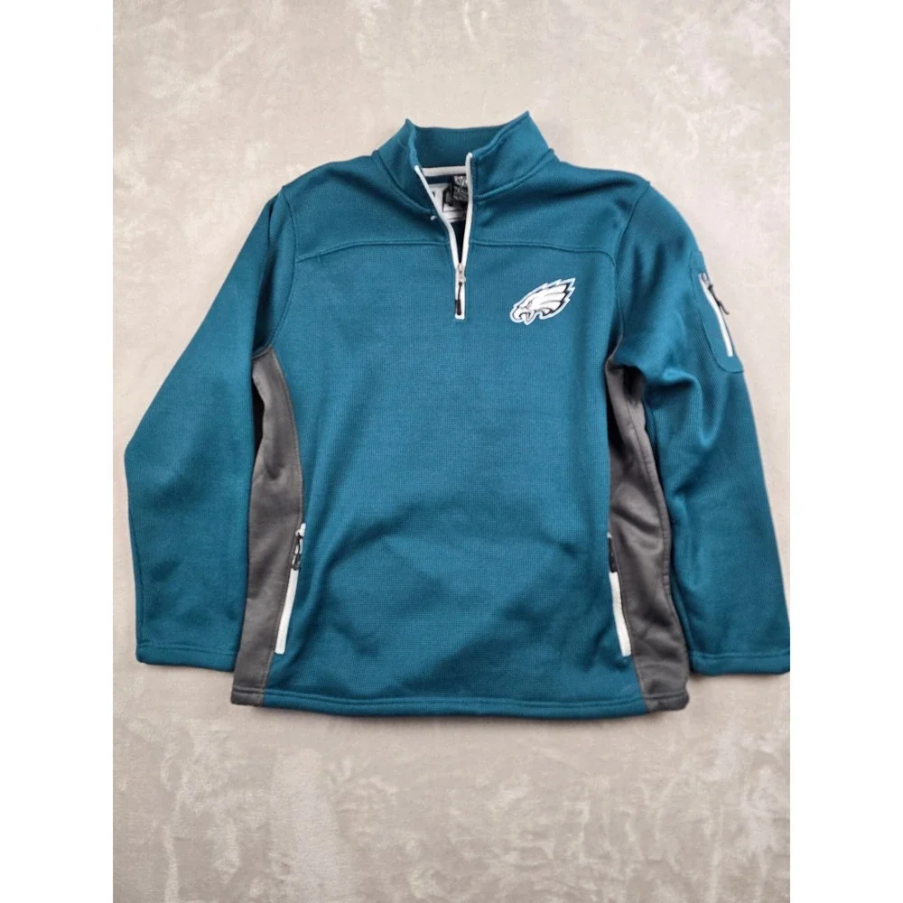 NFL Team Apparel Philadelphia Eagles 1/4 Zip Pullover Men XL Green Fleece Jacket